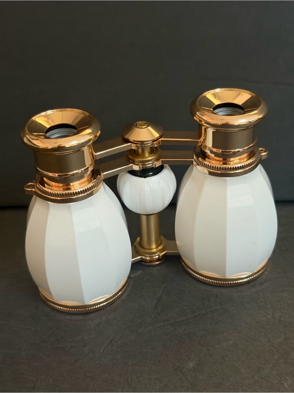White and Gold Decorative Opera Glasses - Classic Theater Binoculars